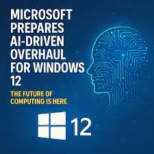 Windows 12 AI Features with Copilot+ interface on a laptop screen, showing Recall and CoCreator tools.